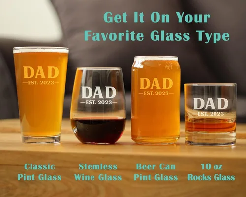 Vista 6 de Dad Est 2023 - Regalo de Vaso de Pinta para Nuevo Padre Primerizo - Vasos Llamativos de 16 Oz Bevvee Dad gift ideas for fathers, husbands and