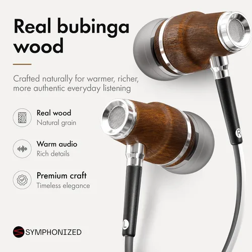 Vista 2 de Auriculares sintonizados NRG 3.0 Premium Madera aisladores de sonido, con micrófono y control de volumen, estilo madera