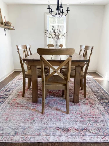 Vista 5 de Hauteloom Kemer - Alfombra lavable a máquina para sala de estar, vintage envejecida y desgastada, oriental y bohemio, floral, apta para mascotas