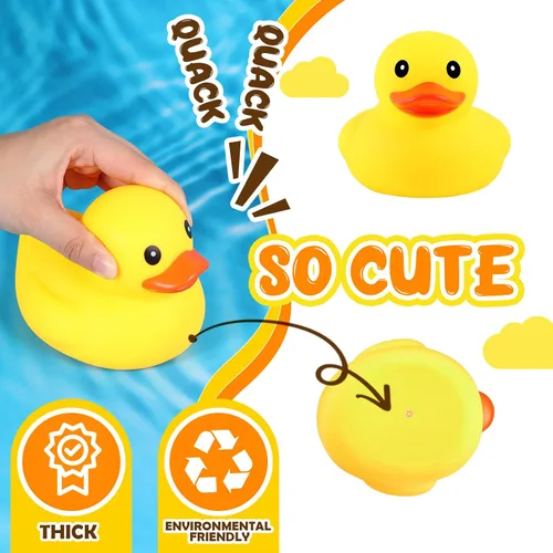 Vista 4 de Deekin 10 piezas de patos de goma amarillos grandes a granel grandes de pato chirriante de goma bañera flotante para decoración de fiesta