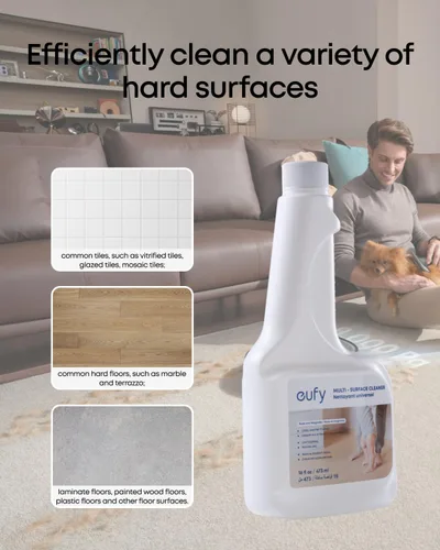 Vista 2 de Solución de limpieza para suelos duros eufy RoboVac (2 botellas), Relación de dilución 1:200, 473 ml, Limpiador para pisos, ecológico, a base
