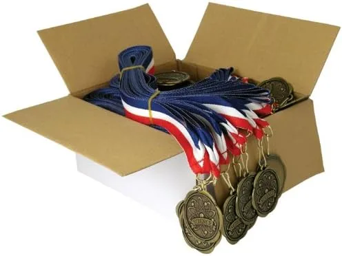 Vista 2 de Juego de 100 medallas de premio con cintas para el cuello