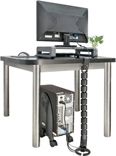 Vista 2 de Lorell Guía universal de cable de columna vertebral de control de abrazadera de escritorio, 2 "x 35.5", negro