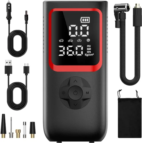 Vista 8 de KOLTGOO Compresor de aire portátil para inflado de neumáticos, bomba de aire inalámbrica de 150 PSI para neumáticos de automóvil con manómetro y luz