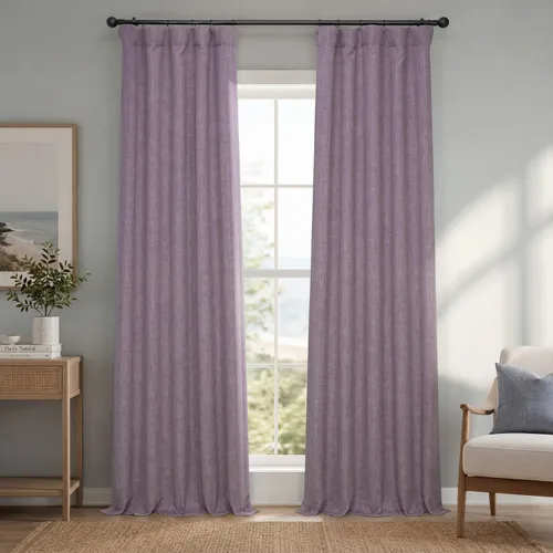 Vista 74 de HPD Half Price Drapes - Cortinas de lino sintético para sala de estar (2 paneles) - 100 pulgadas de ancho x 84 pulgadas de largo - Cortinas