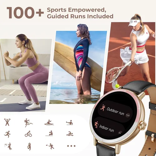 Vista 3 de Relojes inteligentes para mujer, 1.27 pulgadas, HD, redondos, rastreadores de actividad física para mujer, con monitor de frecuencia cardíaca, SpO2
