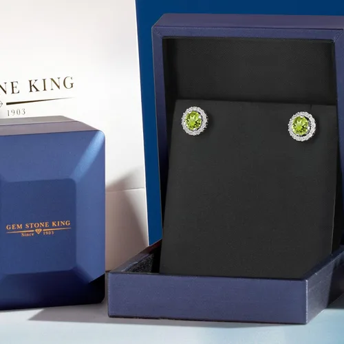 Vista 12 de Gem Stone King Aretes redondos de plata de ley 925 de 0.236 in con piedra natal extraíble para mujer