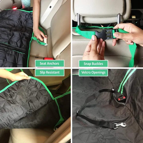 Vista 6 de ARGA - Protector impermeable para asiento de automóvil para perro, incluye cinturón de seguridad para cachorros, bolsa de mano, acceso a la consola