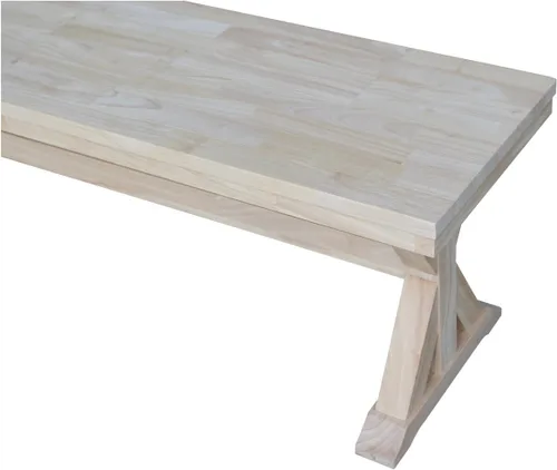 Vista 7 de International Concepts - Banco de entrada de madera maciza sin terminar de 60 pulgadas con superficie de bloque de carnicero, asiento de banco
