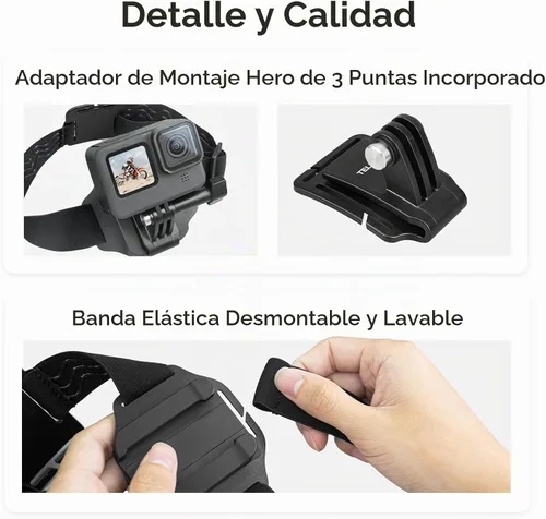 Vista 7 de TELESIN Soporte de correa para la cabeza con clip de gorra, soporte de cinturón para la cabeza de liberación rápida compatible con GoPro Max/Hero