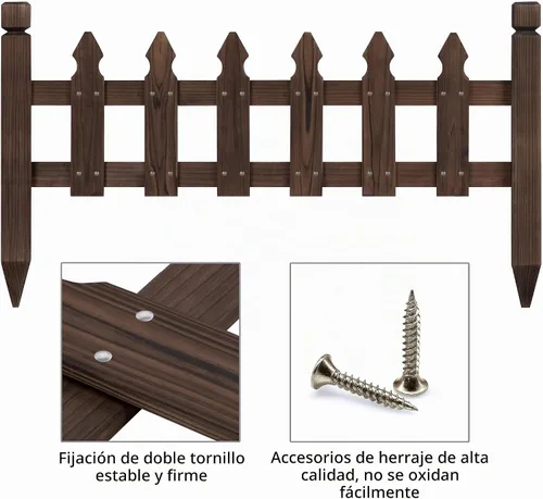 Vista 5 de Topeakmart Valla de piquete de 177.5in para jardín, paneles de valla