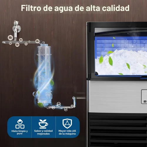 Vista 3 de Commercial Ice Maker Machine, 450lbs/24H ice Machine, 120Lbs Storage Balck Stainless Silver