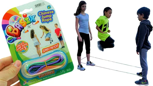 Vista 4 de 2CHILL Chinese Jump Rope (Pack) Elastic Skipping Rope Game for Kids & Adults Colorful Stretchy Jump Rope for Kids, Girls and Boys. Party Favor.
