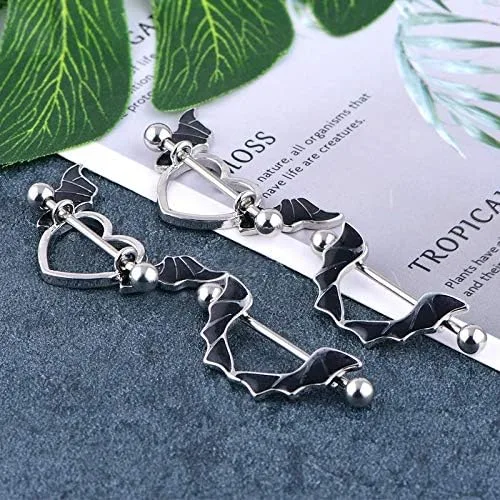 Vista 3 de LAURITAMI Nipple Rings for Women Nipple Piercing Jewelry 14G Nipple Rings Surgical Steel Nipple Jewelry Straight Barbell Tongue Rings for Women CZ
