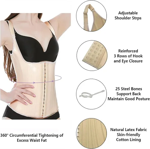 Vista 2 de LARTIGUE Entrenador de cintura de látex para mujer, debajo del busto, corsé de entrenamiento, faja moldeadora de reloj de arena