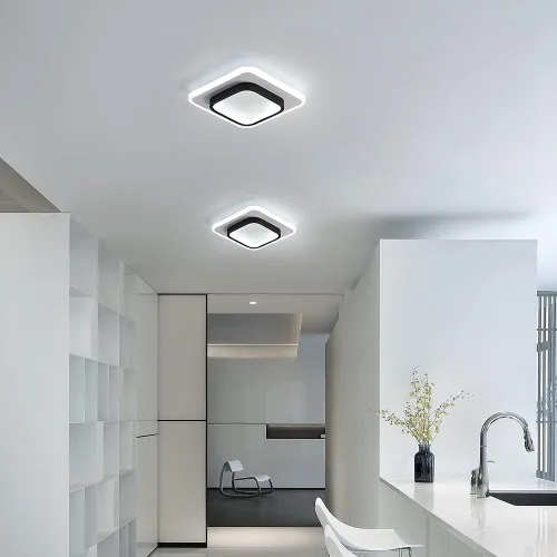 Vista 4 de Lámpara de techo LED de 22 W, moderna lámpara de techo, blanco frío, 6500 K, 9.5 pulgadas, cuadrada, cerca de luces de techo para dormitorio