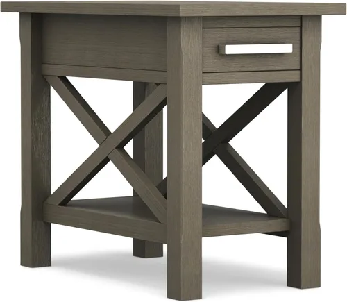 Vista 21 de SIMPLIHOME Kitchener - Mesa auxiliar cuadrada de madera maciza de 21 pulgadas de ancho, color marrón Contemporary accent table with X-design, a
