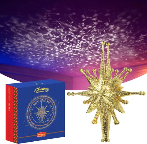 Vista 10 de Proyector de Adorno para Árbol de Navidad 2025 Actualizado con Luz LED Rotativa Brillante y Cobertura Amplia, Ajuste Universal para Árboles