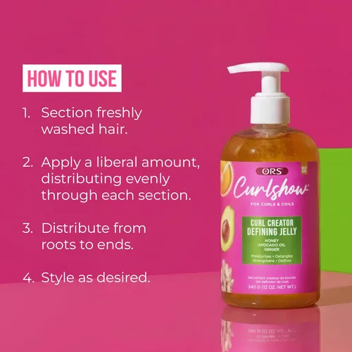 Vista 15 de ORS Curlshow Curl Creator Defining Jelly, ofrece una definición duradera y una sujeción firme de 12 onzas