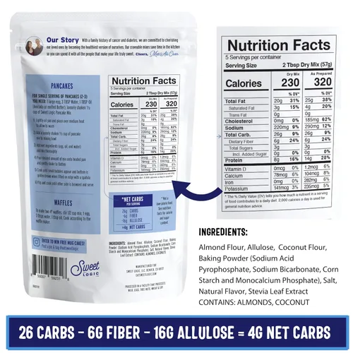 Vista 2 de Sweet Logic Mezcla para panqueques y gofres keto Deliciosas hornadas keto con solo 1-2G de carbohidratos netos por porción Sin gluten