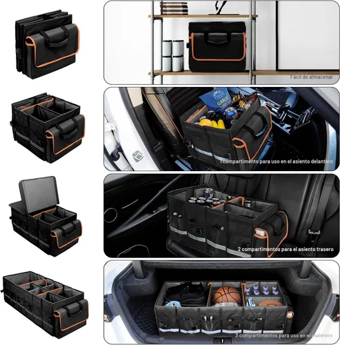 Vista 8 de Organizador y almacenamiento para maletero de automóvil con tapa y bolsa enfriadora extraíble a prueba de fugas, accesorios para automóvil, 6
