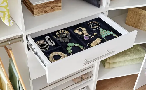 Vista 4 de ClosetMaid SuiteSymphony - Organizador de terciopelo, cajones para collares, aretes, pulseras, relojes, anillos, 21.7 pulgadas de ancho, negro