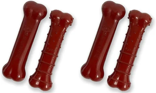 Vista 18 de Nylabone Power Chew Basted Blast - Juguetes masticables para perros, talla XS, 2 unidades Bacon & steak flavor, teeth-cleaning textures, durable