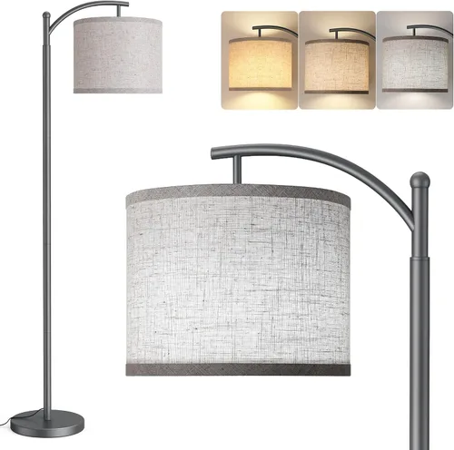 Vista 14 de Rottogoon - Lámpara de pie para sala de estar, lámpara de pie LED con 2 pantallas para dormitorio, incluye bombilla LED de 9 W - Negro Sombra