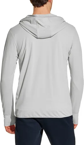 Vista 4 de TSLA Sudadera con capucha de manga larga UPF 50+ para hombre, con cremallera frontal, rendimiento UVSPF, ligera, para correr, pescar