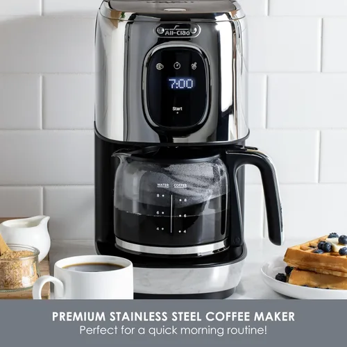 Vista 2 de All-Clad, Majestuo - Cafetera de acero inoxidable, función de mantener el calor, 1000 vatios, temporizador programable, tanque de agua extraíble