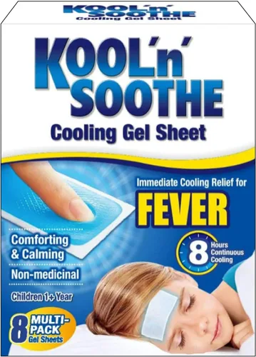 Vista 7 de KOOL 'N' SOOTHE Hojas de gel refrescante para fiebre, paquete de 4, niños de 1 año o más, alivio inmediato de enfriamiento para la fiebre