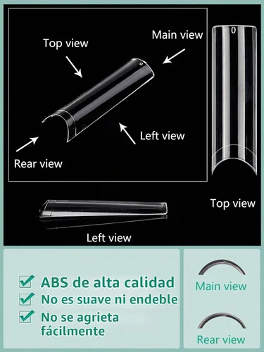 Vista 5 de LIONVISON Puntas de uñas cuadradas XL: 480 puntas de uñas extra largas sin