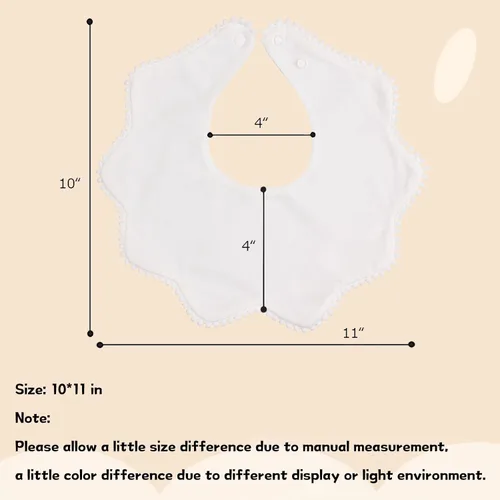 Vista 6 de Bamery Baberos tipo bandana para bebé, baberos de algodón blanco para babeo y dentición, absorbentes para niños y niñas
