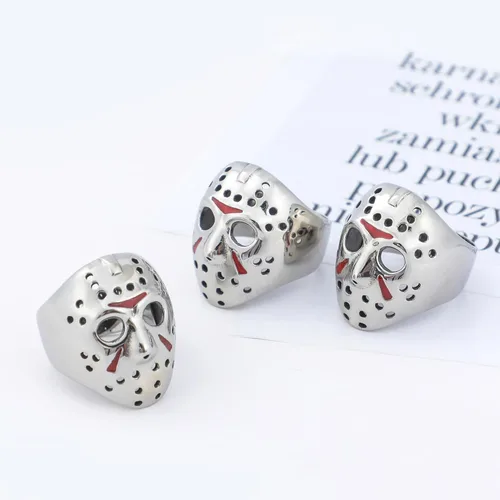 Vista 5 de Jason Mask Ring Stainless Steel Rings for Women Mens Jason Ring Perfect Gifts for Halloween,Size 7-13,Fashion Punk Rings Jewelry Decorations