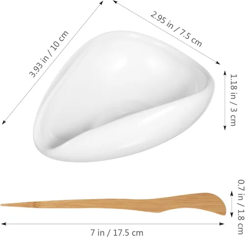 Vista 7 de Luxshiny Plato de té de cerámica con aguja de 3.93 x 2.95 x 1.18 pulgadas, soporte suelto para hojas de té y plato de exhibición de frijoles