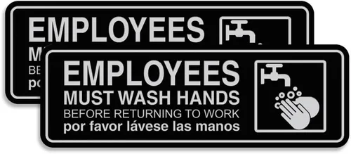 Vista 67 de Standard Employees Must Wash Hands - Letrero para puerta/pared, color negro, pequeño