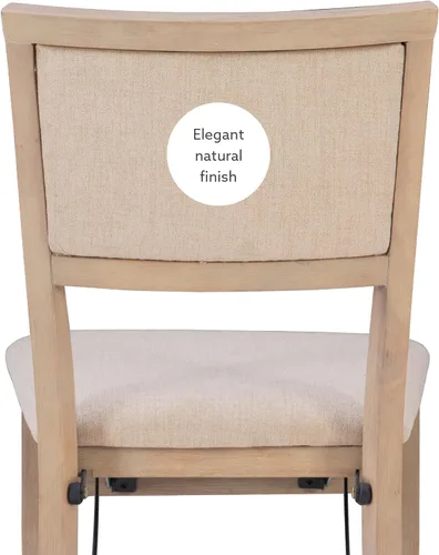 Vista 9 de Linon Keira Sillas plegables de madera rústica natural con asiento y respaldo acolchados en beige – Conjunto de 2