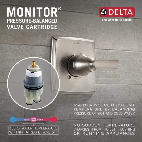 Vista 3 de Delta Faucet Stryke Serie 14 Kit de moldura de válvula de ducha dorada de una sola función, mango de ducha, kit de molduras de ducha Delta, Lumicoat