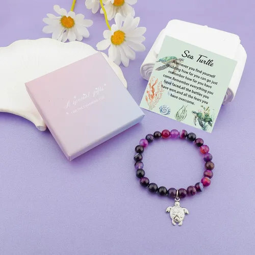 Vista 4 de MollyQueen Pulsera de tortuga marina, regalos para amantes de las tortugas, regalos de tortuga marina, joyería inspiradora de Navidad, regalo
