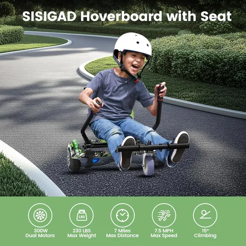 Vista 3 de SISIGAD Scooter Seat Attachment, 6.5'' Self Balancing Scooters Go Kart with Bluetooth and LED Lights