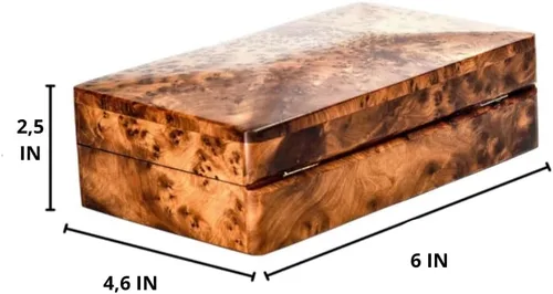 Vista 9 de Caja de arte decorativa de madera tallada a mano multiusos para guardar joyas (caja de madera grande, antigua) (mediana)