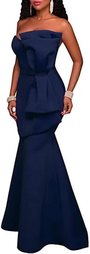 Vista 3 de SEBOWEL - Maxivestido sexi para mujer, con hombros descubiertos y detalle de lazo de gran tamaño, vestido de noche para fiesta