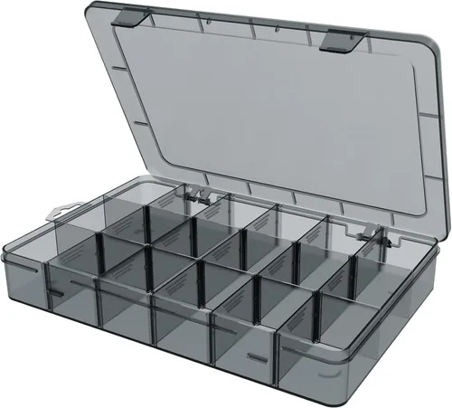 Vista 11 de Caja organizadora grande transparente, caja organizadora de 12 rejillas con divisores extraíbles para joyas, almacenamiento de cuentas, contenedor
