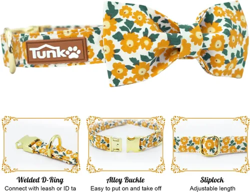 Vista 41 de Tunkoo Collar de otoño para perro con elegante pajarita, duradero, ajustable y elegante collar de otoño para mascotas, disponible en tamaño pequeño