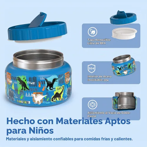 Vista 4 de MAISON HUIS Tarro térmico de sopa de 15 onzas de boca ancha aislado al vacío de acero inoxidable, a prueba de fugas, para alimentos calientes