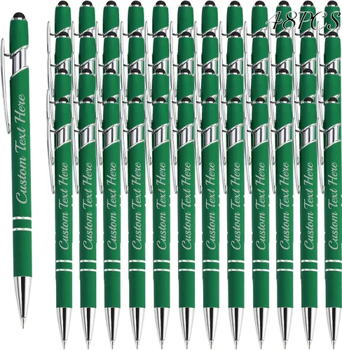 Vista 57 de Aolun Bolígrafo personalizado, bolígrafo grabado personalizado con lápiz capacitivo, 12 unidades, metal suave al tacto, introduce el nombre, Naranja