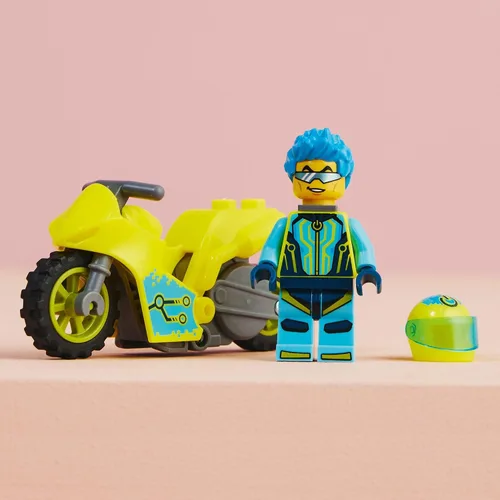 Vista 4 de LEGO City Stuntz Cyber Stunt Bike 60358, juguete de motocicleta con volante para realizar saltos y trucos, juguetes de acción para niños y niñas a