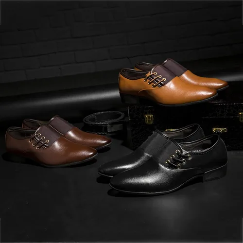 Vista 5 de Zapatos de cuero de estilo clásico para hombre sin cordones suela de goma baja tacón de bloque zapatos de diseñador para hombre