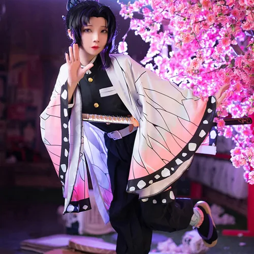 Vista 6 de Shinobu - Kimono de Demon Slayer para mujer, kimono, kimono, para Halloween, para cosplay