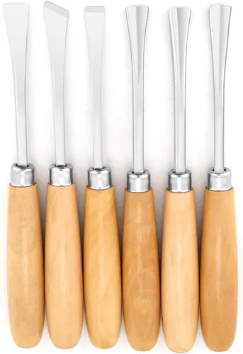Vista 6 de Juego de cinceles de mano de tallado de madera profesional, herramientas de escultura de carpintería, 6 uds. para torno